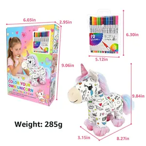 The birthday gift kids unicorns This DIY unicorns for kids  plush comes with 12 washable markers—draw, pre-printed outlines, and a ready-to-gift box. It’s soft, washable, and reusable—draw, wash, and create new designs over and over again!