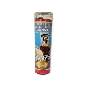 Santa Muerte Corderito Manso Fixed Candle Sweet Domination Peaceful Influence Veladora Preparada Little Lamb Manso