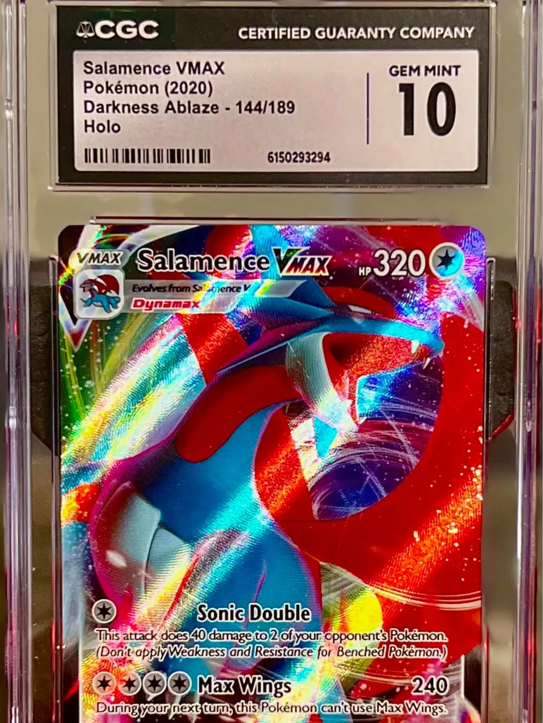Salamence VMAX Graded Non-Sports Trading Card, Darkness Ablaze 144 Holo, CGC 10