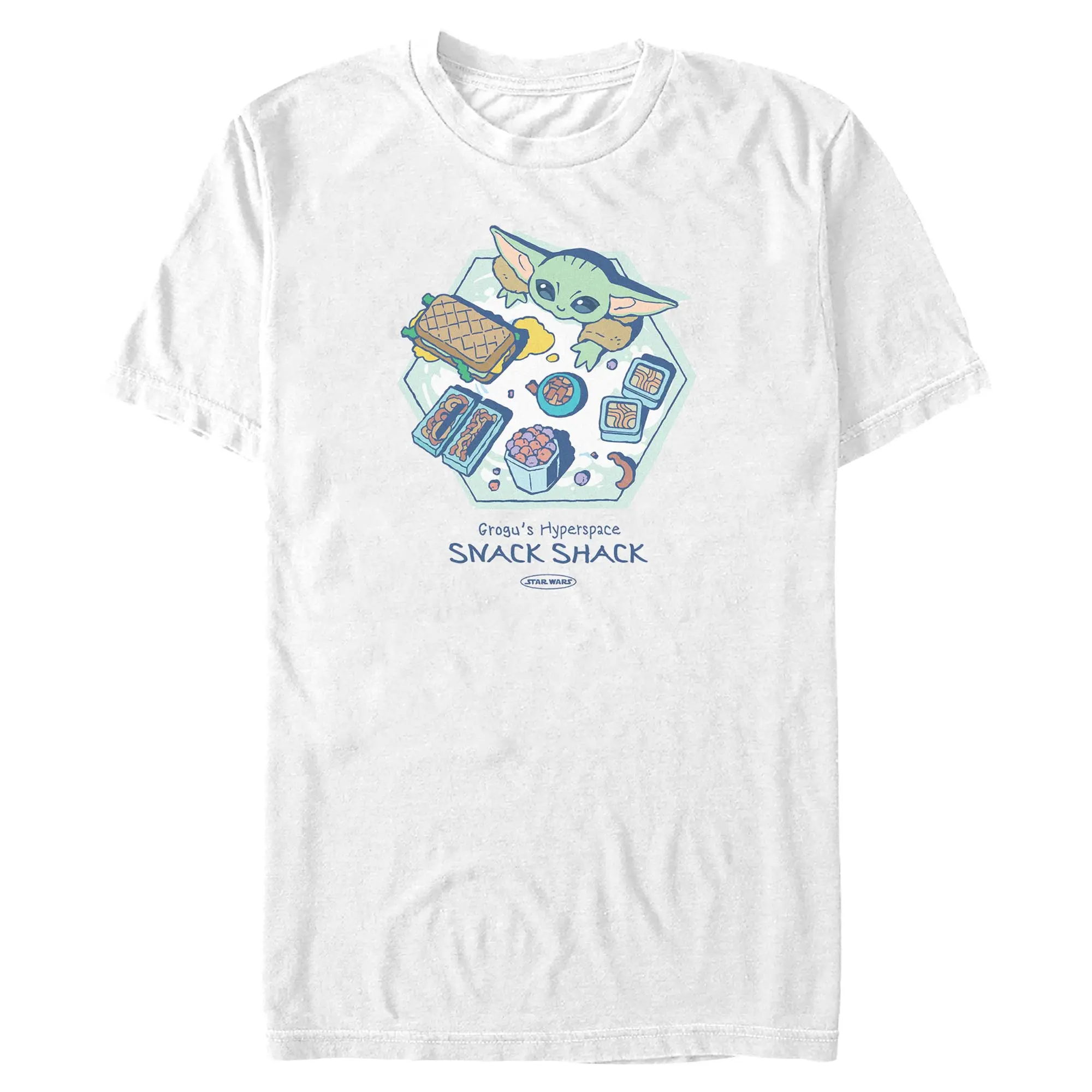 Mens Star Wars: The Mandalorian and Grogu The Child Hyperspace Snack Shack T Shirt