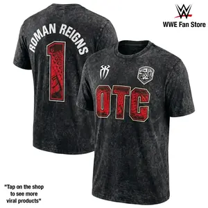 Roman Reigns OTC #1 Graphic Tee WWE Shirt Wash 230gsm Premium Cotton Men Top Tribal Chief Undisputed Champion Bloodline Head of the Table Wrestling Fan Vintage Graphic Tee Collector Gift