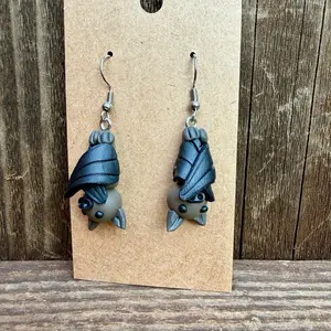 Clay bat earrings