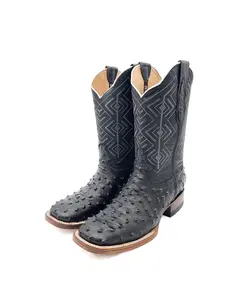 Cowboy Boot Black Ostrich