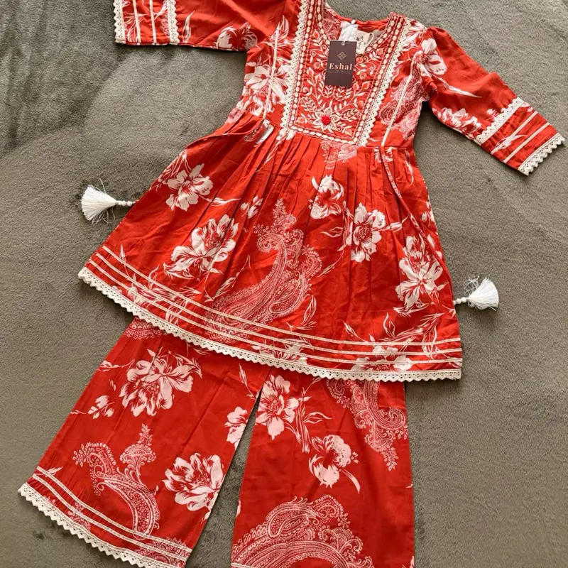 Girls 2pc Cotton Set with Palazzo Pants