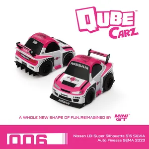 Mini GT Qube Carz 006 Nissan Silvia (S15) LB-Super Silhouette Auto Finesse SEMA 2023 Diecast Model Car