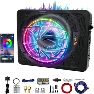 10" 1200W Car Under Seat Subwoofers with Amplifier, Powered Subwoofer Car Audio Features RGB Lighting, APP Enabled, Surround Sound Field, Perfectly Compatible with SUV/Jeep/Wagon Van