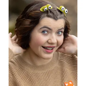 Frog Trendy Girls' Gifts : Crochet Hair Clips . Barrettes for Teens, Granddaughters, Newborn Girl Outfits, with Embroidery Designs