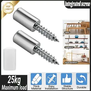 Self-Tapping Screws Cabinet Laminate Support, Shelf Holder Steel Pin Peg Self Drilling Screws, New Shelf Pins with Non-Slip Sleeve, Self-Tapping Integrated Screws Cabinet Laminate for Kitchen Cabinets, Wardrobes, Bookcases, Glass Furniture