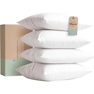 Size Pillows Set of 4 - Soft Down Alternative Microfiber Filling, Plush White 20x28 Bed Pillows for Side and  Sleepers, Breathable, Supportive, Machine Washable Pillow Set