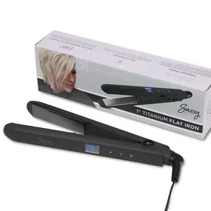 Sassy 1” Titanium Flat Iron, Adjustable Heat Hair Straightener with Ion Generator Black