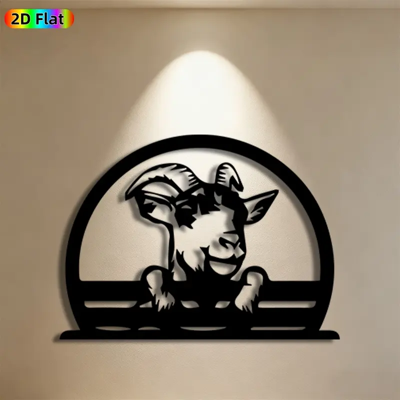 1pc Goat Metal Wall Art, Playful Goat Statue Mural, Ideal Gift for New Year, Easter, Animal Decor Enthusiasts, Weather-Resistant Metal Wall Decor Wall Sculptures, Perfect for Outdoor Wall & Garden Fence Goat Enthusiasts