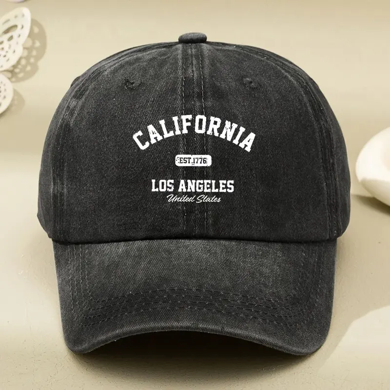California Retro Hat for Men and Women - Retro Los Angeles Letters and California Print, Lightweight and Breathable Snapback Hat with Structured Brim, Suitable for Beach, Sports, and Casual Outfits in All Seasons - Unisex Soft Top Hat with Retro Californi