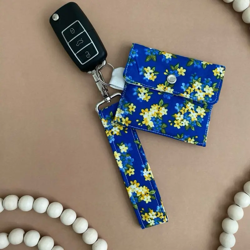 Handmade 2-Piece Accessory Set: Keychain Wristlet and Matching Wallet Pouch