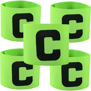 5 Pieces Elastic Football Soccer Captain Armband Adjustable Outdoor Football Player Bands for Youth Adult