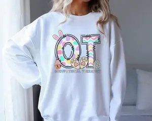OT Easter Sweater, Easter Bunny OT Occupational Therapist Occupational Therapy, Our Easter-themed Occupational Therapist Design, Celebrate Easter with our Occupational Therapist Sweater