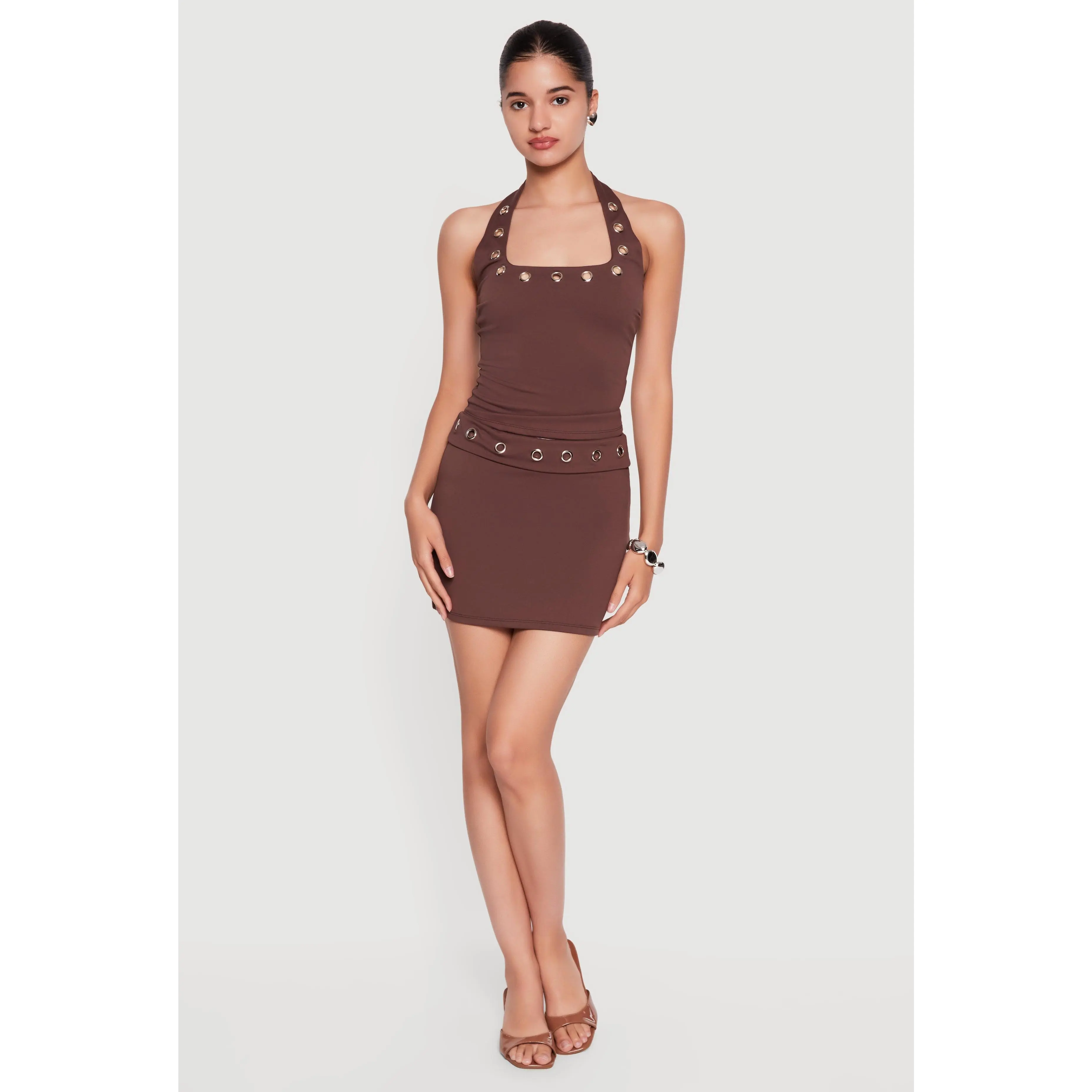 Grommet Fold Over Mini Skirt