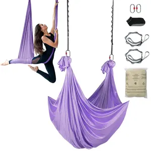 VEVOR Aerial Yoga Hammock & Swing, 4.4 Yards, Yoga Starter Kit with 100gsm Nylon Fabric, Full Rigging Hardware and Easy Set-up Guide, Antigravity Flying for All Levels Fitness Bodybuilding, Purple