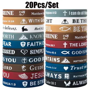 Christian Bible Verses Silicone Wristbands - 20 Pcs for Men & Women - Comfortable and Lightweight - Perfect Gifts for Various Events & Activity Popular Bible Verses Faith Rubber Bracelet