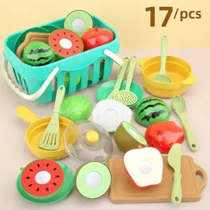 Fun Cutting Food, Fruit And Vegetable Toys, Pretending Food Toy Set, Suitable For Children, Girls, And Boys, Early Basic Skills Development 17 Pieces(Accessories Color Random) holiday gift