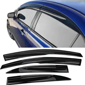 Honda Tape-On External Window Visor for 2006-2011 4-Driver Vehicles - Smoke Tinted, Shield Vent Wind Deflector, Fully Assembled, Chrome Material