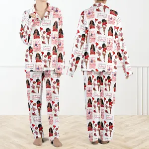 Delta Sigma Theta DST Silky Satin Pajama Set For Women, DST Sorority PJs, Crimson Red Sleepwear, Sisterhood Nightwear, Gift For DST Sorors