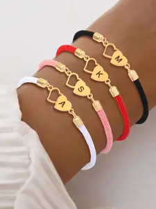Women's Heart-Shaped Hollow Letter Initial Bracelet, New Classic Multi-Color Adjustable Women's Wristband, Stylish Accessory, Letter Link Bracelet