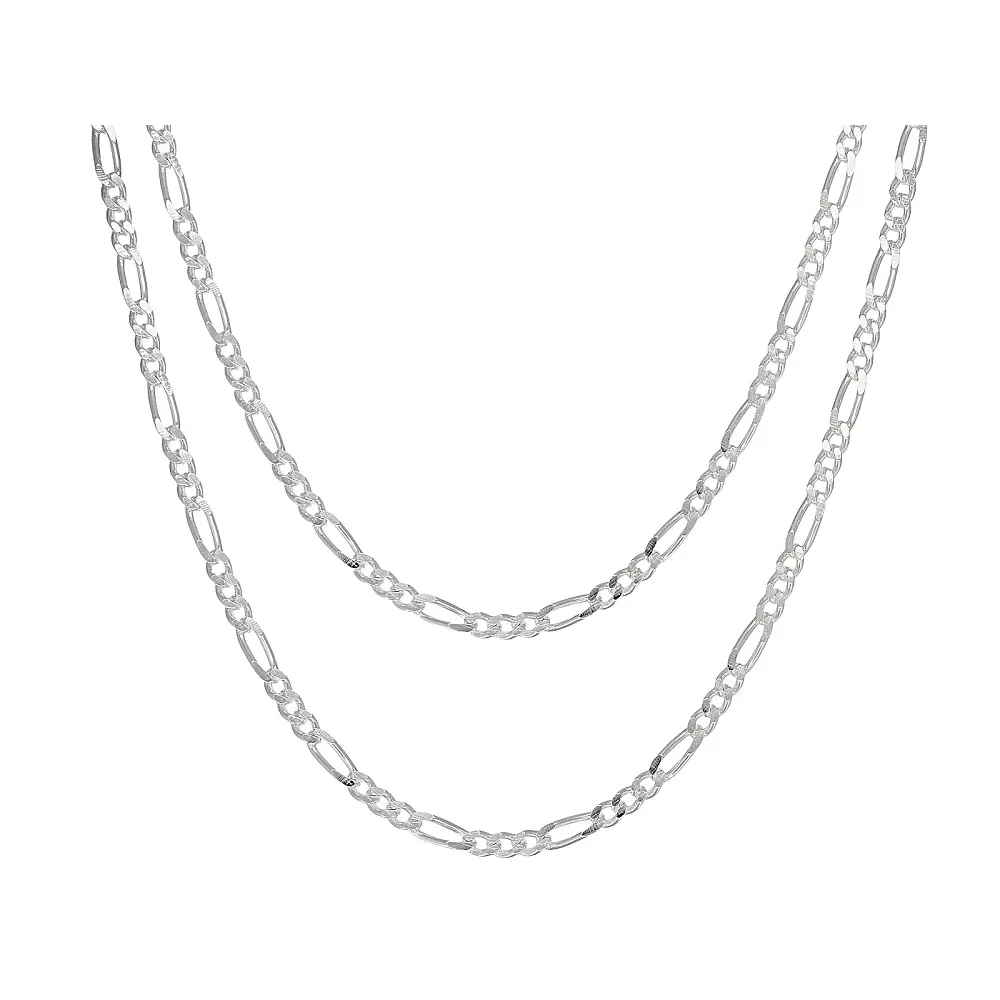JTV Sterling Silver 1.7mm 20 & 24 Inch Figaro Chain Set Of 2