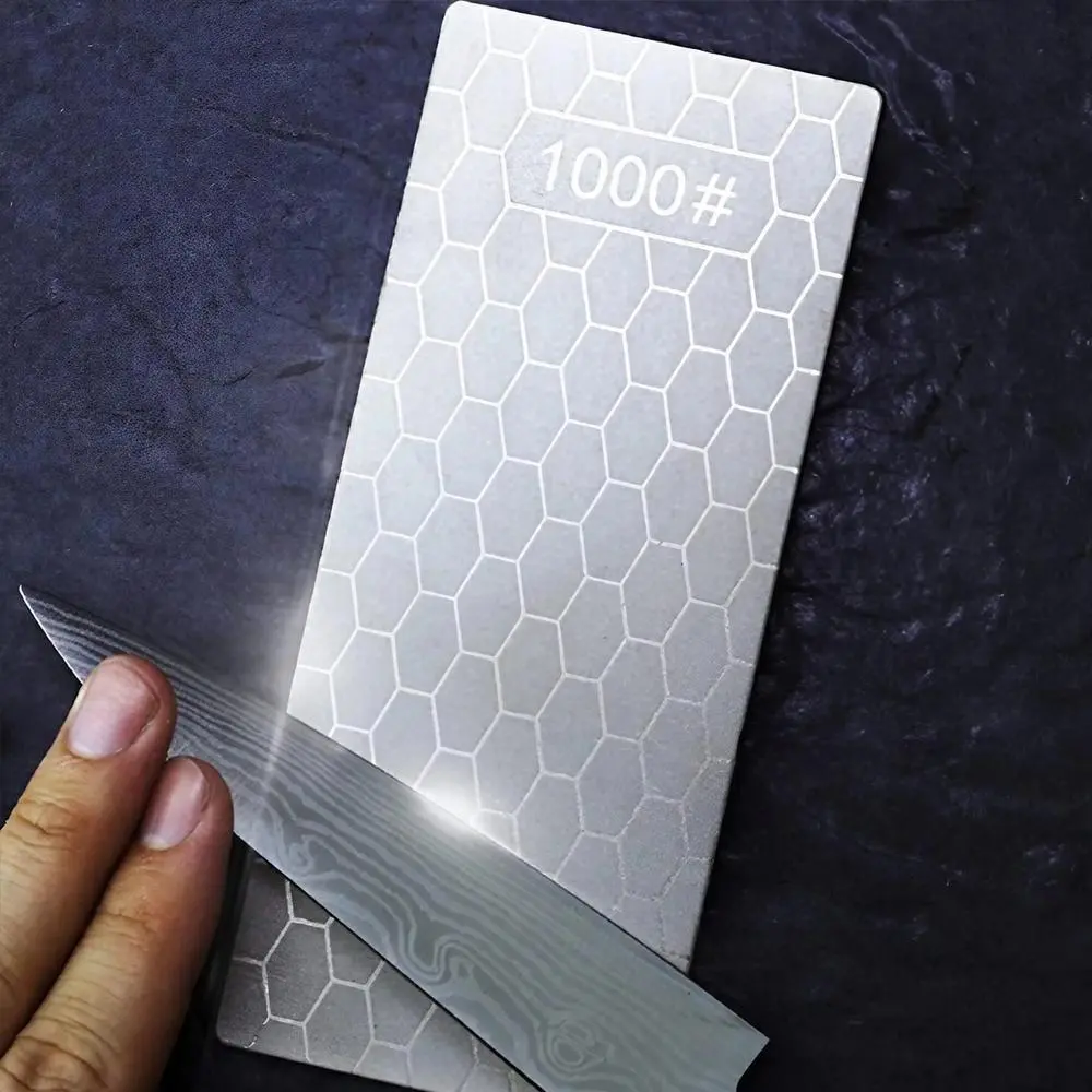 3 in 1 Diamond Sharpening Stone, Portable Double-sided Whetstone with Non-slip Honeycomb Design Base, Multifunctional Sharpening Tool for Kitchen