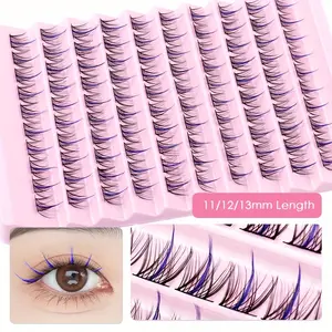 Colored eyelash clusters D Curled eyelash extensions Colored single eyelashes 100 clusters Mixed 14mm eyelash clusters DIY eyelash extensions Diy Dramatic Lashes