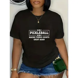 100% Cotton Pickleball Making Tennis Courts Great Again Funny T-Shirt