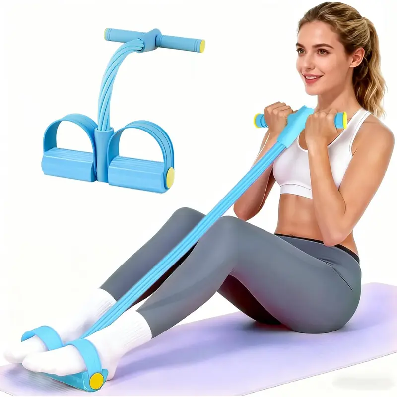 4-Tube Multi - Function Tension Rope with Handles - Home Gym Sit - Up & Tummy Training Equipment for Men & Women
