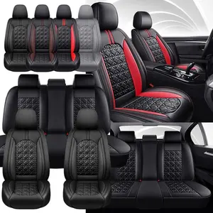 For Ford F150 F250 F350 F450 Pickup Truck Car 5 Seat / 2 Seat Covers Full Set Soft Premium PU Leather Vehicles Front Rear Cushion Protector Pad Mat