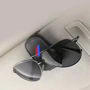 2 Pack Leather Sunglass Holder Eyeglass Hanger Clip for Car Sun Visor Stable Magnetic Adsorption Suitable for Different Size Eyeglasses