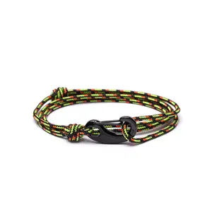 Black & Orange Tactical Cord Bracelet for Men (Black Clasp)