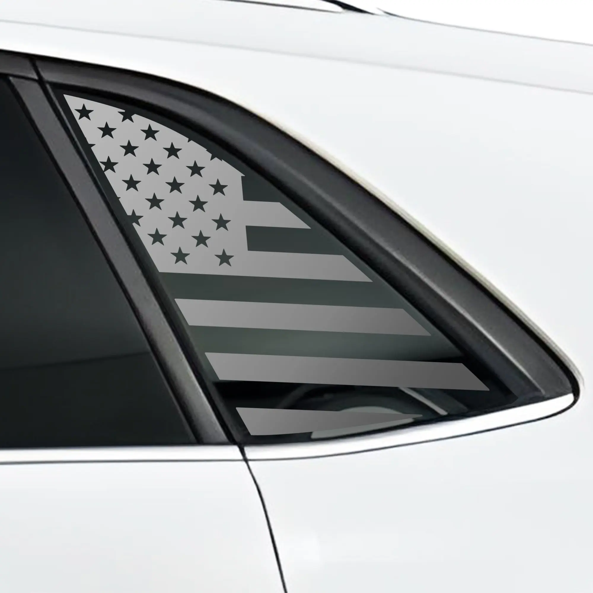 American Flag Quarter Window Decal for Volkswagen Atlas Cross Sport 2020-2026 – Precut Matte Black Vinyl