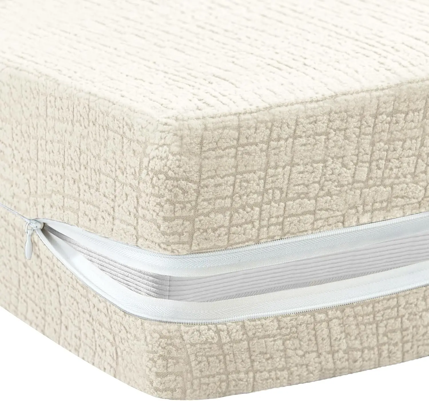 Extra Thick Machine Washable Twin Size Futon Mattress Cover with Zipper, Ivory for Traditional Japanese Futon Mattress
