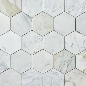Calacatta Gold Hexagon 6x6 Polished/Honed Marble Mosaic Tile Sample