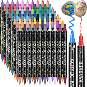 80 Colors Dual Tip   Markers, Fine Tip and Dot Tip  Pens for Rock Painting,   Markers for , Glass, Ceramic, Fabric, Metal, Plastic, Paper, Canvas, DIY Art Supplies