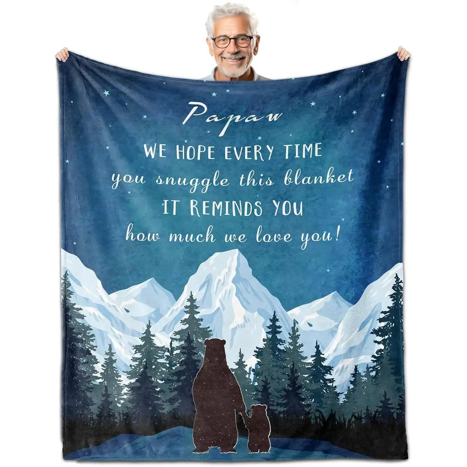 Soft Polyester Flannel Dad Blanket - Casual Couch Blanket, Home Textile Gift for Papaw from Grandchildren, Ideal for Birthday, Father's Day, Christmas Home Decor & Gifting, Polyester Blanket