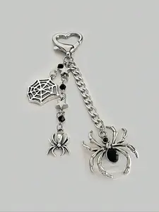 Punk Gothic Spider Pendant Keychain, Fashionable Dark Style Bag Charm, Perfect Gift for Friends & Couples, Halloween Accessory, Stylish Keychain