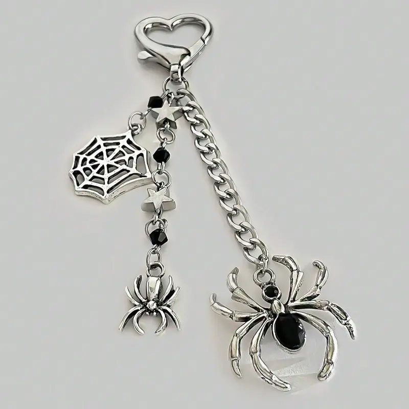 Punk Gothic Spider Pendant Creepy Keychain, Fashionable Dark Style Bag Charm, Perfect Gift for Friends & Couples, Halloween Accessory