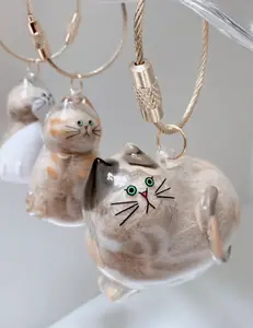 Personalized Cat Fur Keychain - Transparent Pet Hair Holder Necklace, Unique Gift for Cat Mom Dad, ASMR Collection