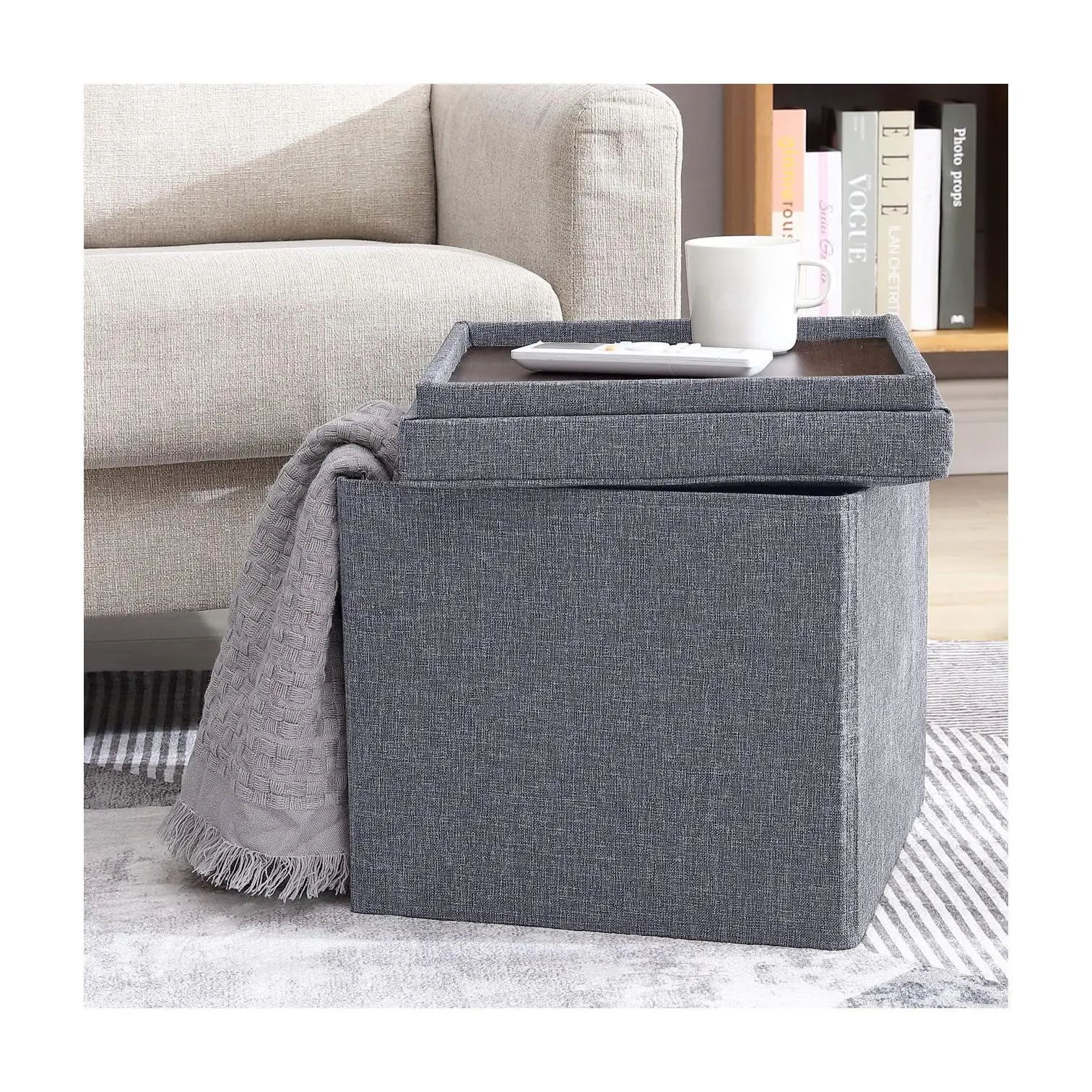Ornavo Home Square Storage Ottoman With Table Tray Lid Ornavo Home Square Storage Ottoman With Table Tray Lid