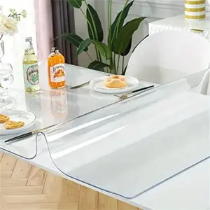1.5Mm thick transparent cuttable transparent PVC tablecloth, heat-resistant 100 ℃ waterproof and stain-proof, environmentally friendly material thickened and durable, multi-scene table mat
