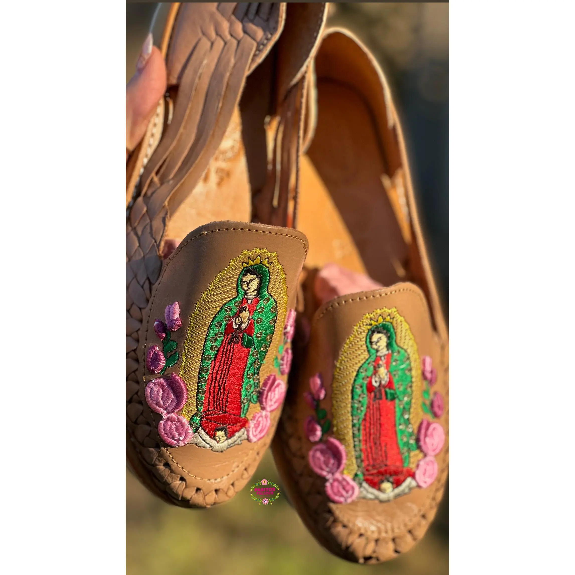 Virgen Sequin Mommy and Me- Embroidered Tan Flats