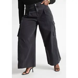 ELOQUII Women's Wide Leg Cargo Jean