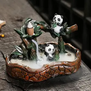Creative Panda Design Backflow Incense Burner, 1 Count Incense Censer without Incense, Home Decor Ornament for Living Room Bedroom Office, Freshener, Aromatherapy Scent Diffuser