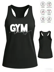 Women's Gym Letter Dopaamine Workout Tank Top, Y2K Fashion Loose Fit Sporty Shirt, Breathable Fabric for Spring Summer, Yoga Pants & Joggers