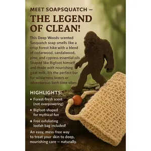 Goat Milk Soap: Deep Woods Forest Scent - Sasquatch with Loofah