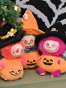 Labubu Pumpkin Costume Baby Clothes, Witch Hat Design, Plush Set, Cute Holiday Style, Perfect for Collection & Photography